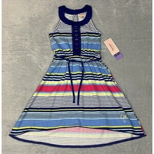 Juicy Couture Girls Size XS-4/5 Sleeveless Striped Dress Blue Multicolored